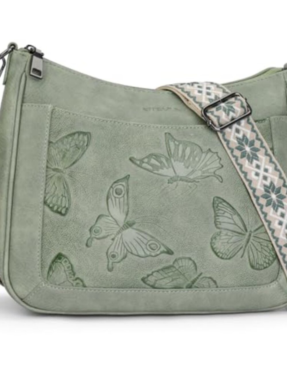 Vegan Leather Butterfly Hobo Crossbody Bag Medium Shoulder Handbag